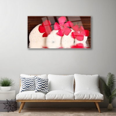 Pintura em vidro Pedras de flores vermelhas