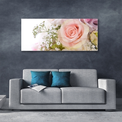 Pintura em vidro Planta de flores rosas