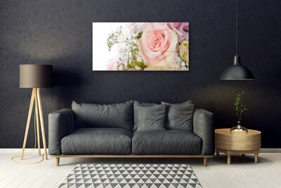 Pintura em vidro Planta de flores rosas