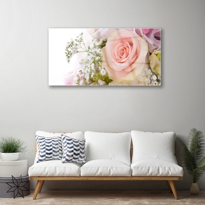 Pintura em vidro Planta de flores rosas