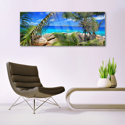 Quadro de vidro Paisagem de folhas de rocha