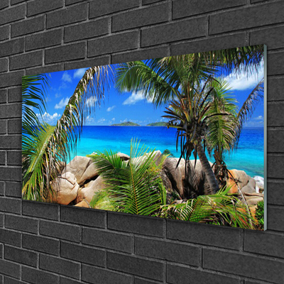 Quadro de vidro Paisagem de folhas de rocha