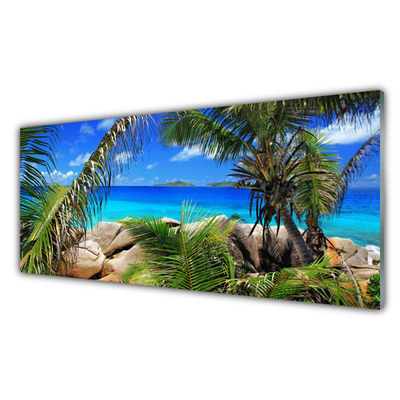 Quadro de vidro Paisagem de folhas de rocha