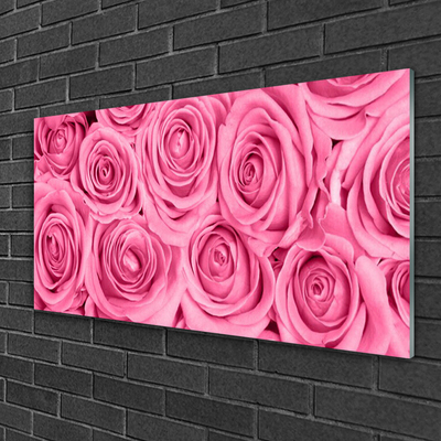 Quadro de vidro Planta de flores rosas