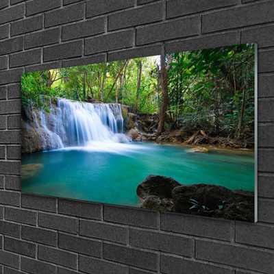 Pintura em vidro Cachoeira Lago Floresta Natureza
