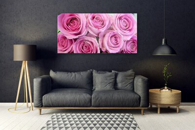Quadro de vidro Planta de flores rosas