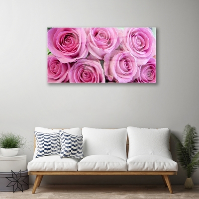 Quadro de vidro Planta de flores rosas