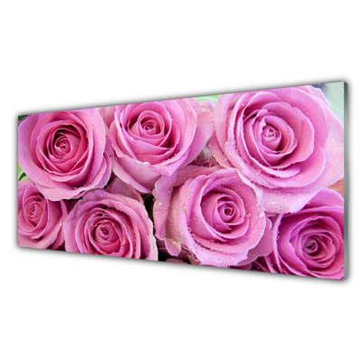 Quadro de vidro Planta de flores rosas