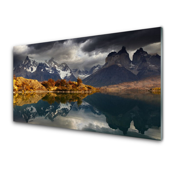 Quadro de vidro Paisagem de lago de montanha