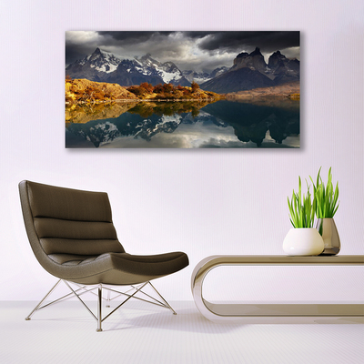 Quadro de vidro Paisagem de lago de montanha