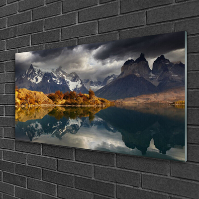 Quadro de vidro Paisagem de lago de montanha
