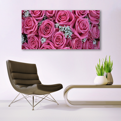 Pintura em vidro Planta de flores rosas