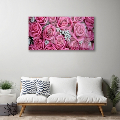 Pintura em vidro Planta de flores rosas