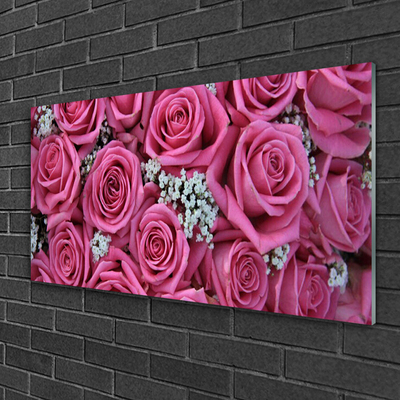 Pintura em vidro Planta de flores rosas