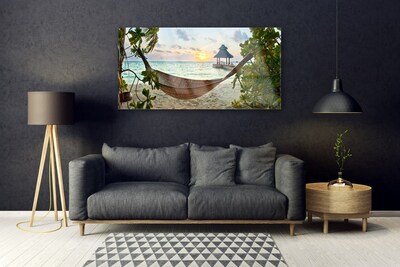 Quadro de vidro Rede de praia Paisagem marinha