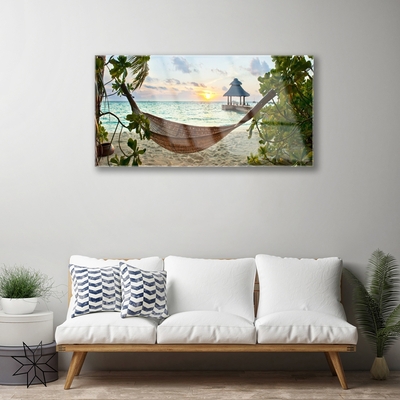 Quadro de vidro Rede de praia Paisagem marinha