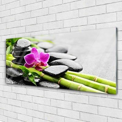 Pintura em vidro Arte em Pedras de Flores de Bambu