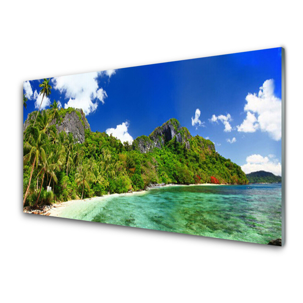 Quadro de vidro Paisagem de montanhas de praia