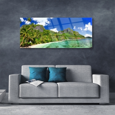 Quadro de vidro Paisagem de montanhas de praia