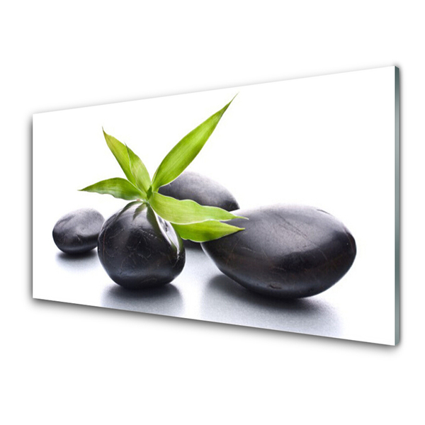 Pintura em vidro Arte com Folhas e Pedras