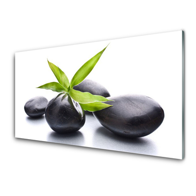 Pintura em vidro Arte com Folhas e Pedras