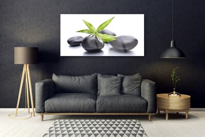 Pintura em vidro Arte com Folhas e Pedras