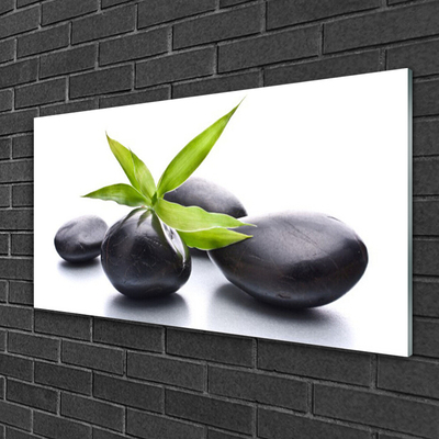 Pintura em vidro Arte com Folhas e Pedras