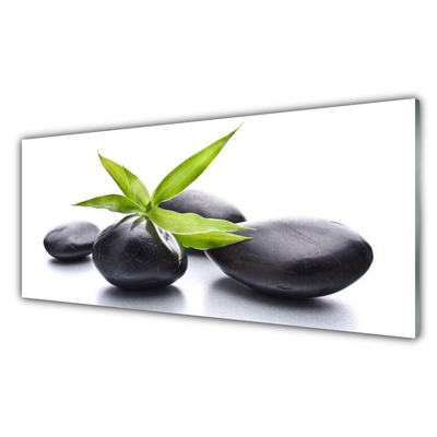 Pintura em vidro Arte com Folhas e Pedras