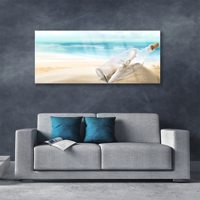Quadro de vidro Arte de letras em garrafa de praia