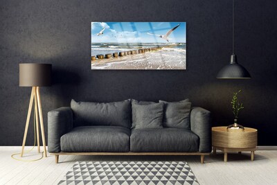 Quadro de vidro Paisagem marinha de gaivotas