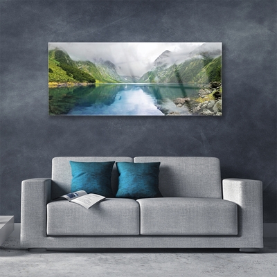 Quadro de vidro Paisagem de lago de montanha