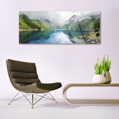 Quadro de vidro Paisagem de lago de montanha