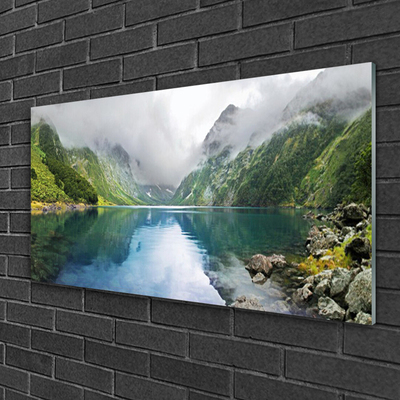 Quadro de vidro Paisagem de lago de montanha