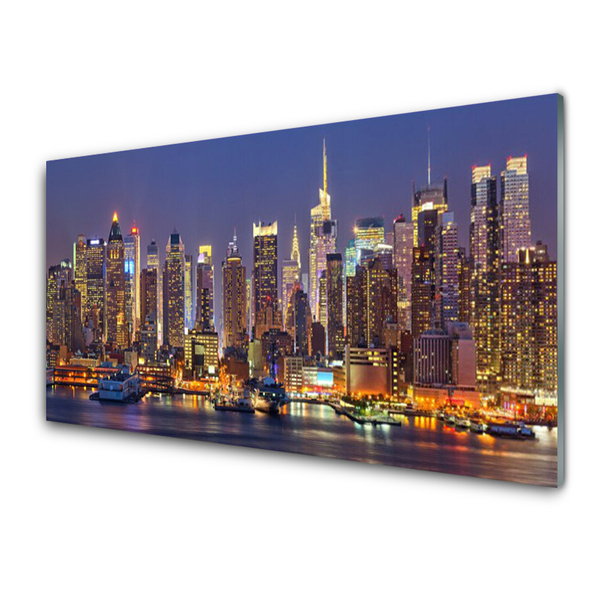 Pintura em vidro Casas na cidade Arranha-céus