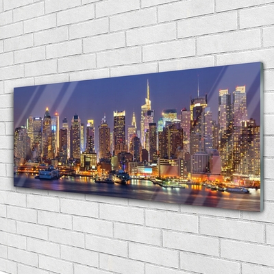 Pintura em vidro Casas na cidade Arranha-céus