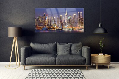 Pintura em vidro Casas na cidade Arranha-céus