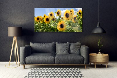 Quadro de vidro Planta de flor de girassol