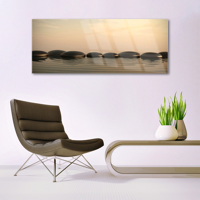 Quadro de vidro Pedras Água Arte