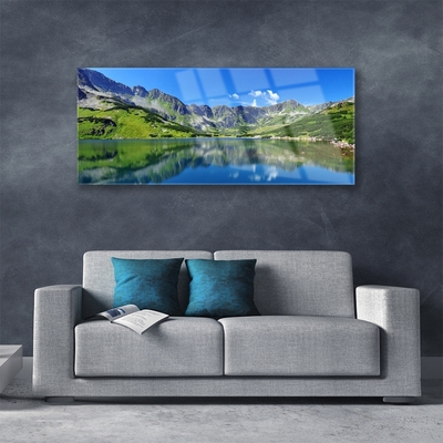 Pintura em vidro Paisagem de lago de montanha