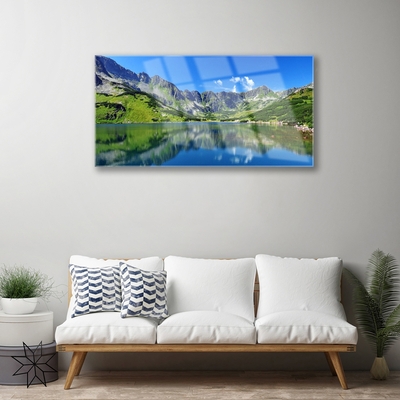 Pintura em vidro Paisagem de lago de montanha