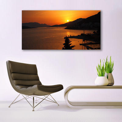 Quadro de vidro Paisagem das Montanhas do Mar