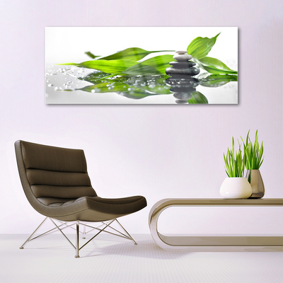 Quadro de vidro Arte com Folhas e Pedras