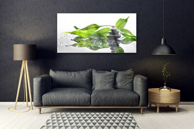 Quadro de vidro Arte com Folhas e Pedras