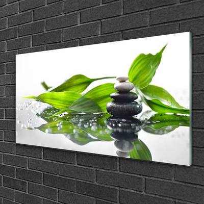 Quadro de vidro Arte com Folhas e Pedras