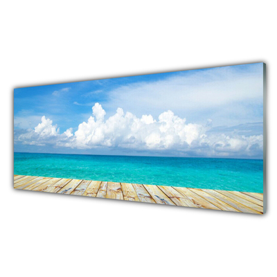 Pintura em vidro Paisagem do Píer das Nuvens do Mar