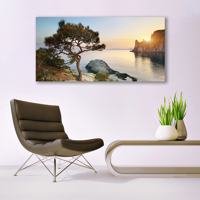 Quadro de vidro Paisagem de árvores de lago