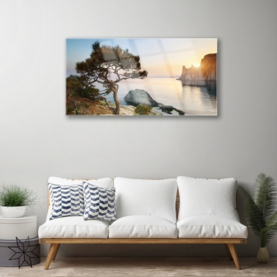 Quadro de vidro Paisagem de árvores de lago