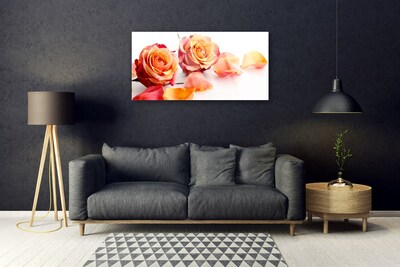 Quadro de vidro Planta de flores rosas