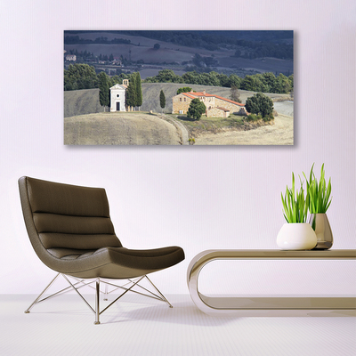 Quadro de vidro Paisagem de árvores de prado
