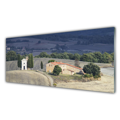 Quadro de vidro Paisagem de árvores de prado